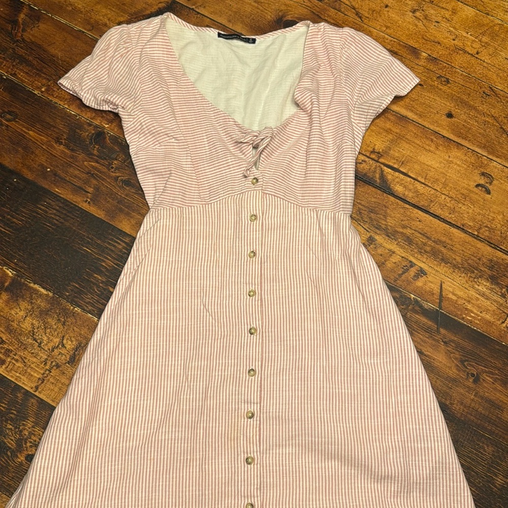 Abercrombie Linen Stripped Button Down Mini Dress… - image 1